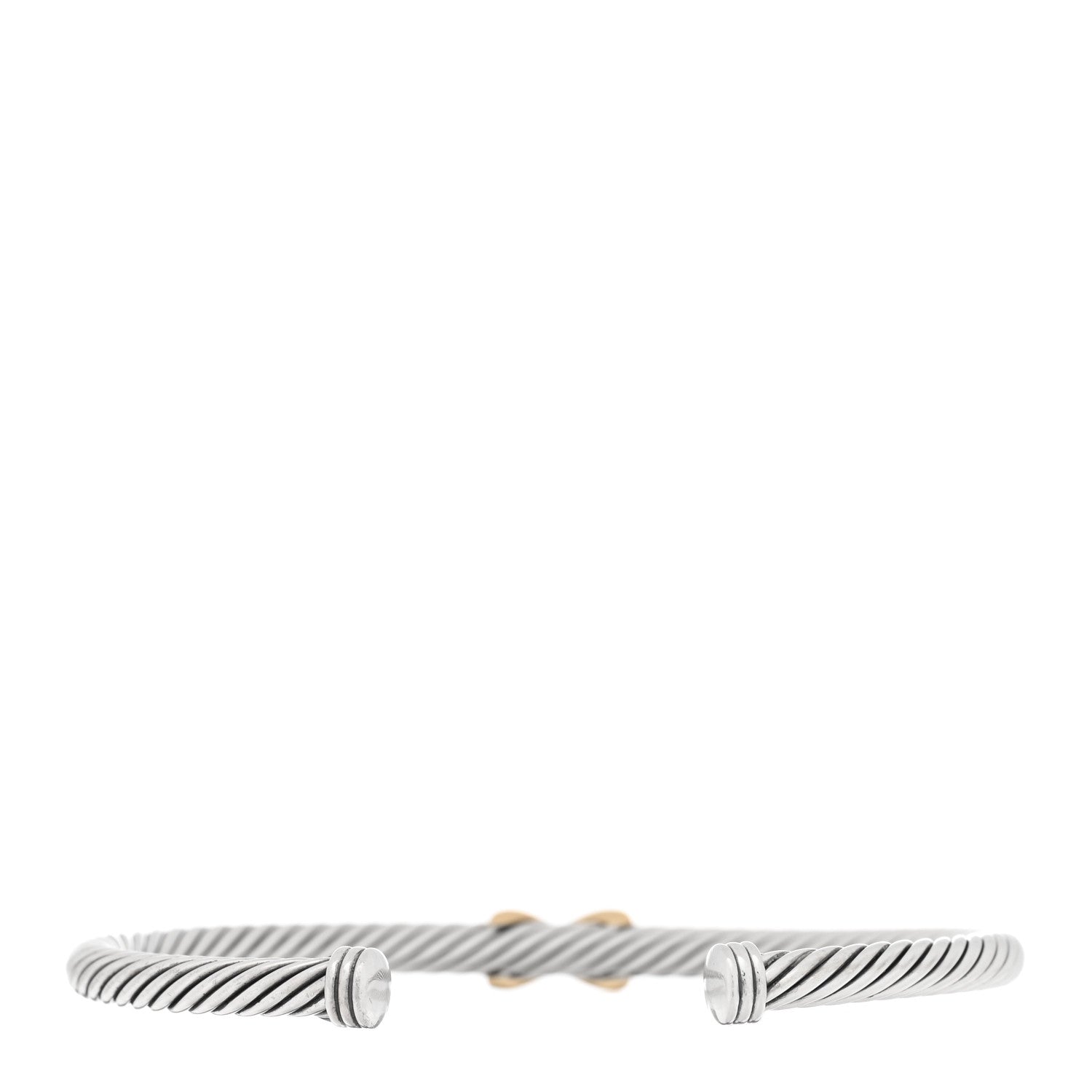 David Yurman Sterling Silver 18K Yellow Gold 4mm X Station Cable Bracelet 2 of 4