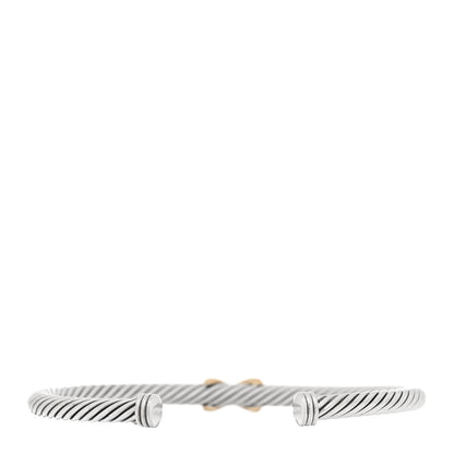 David Yurman Sterling Silver 18K Yellow Gold 4mm X Station Cable Bracelet 2 of 4