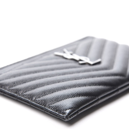 Saint Laurent Grain De Poudre Chevron Monogram Bill Pouch Black 5 of 9