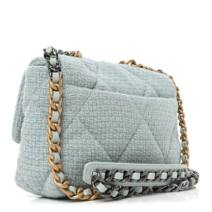 Chanel Tweed Quilted Medium Chanel 19 Flap Blue Multicolor 3 of 11