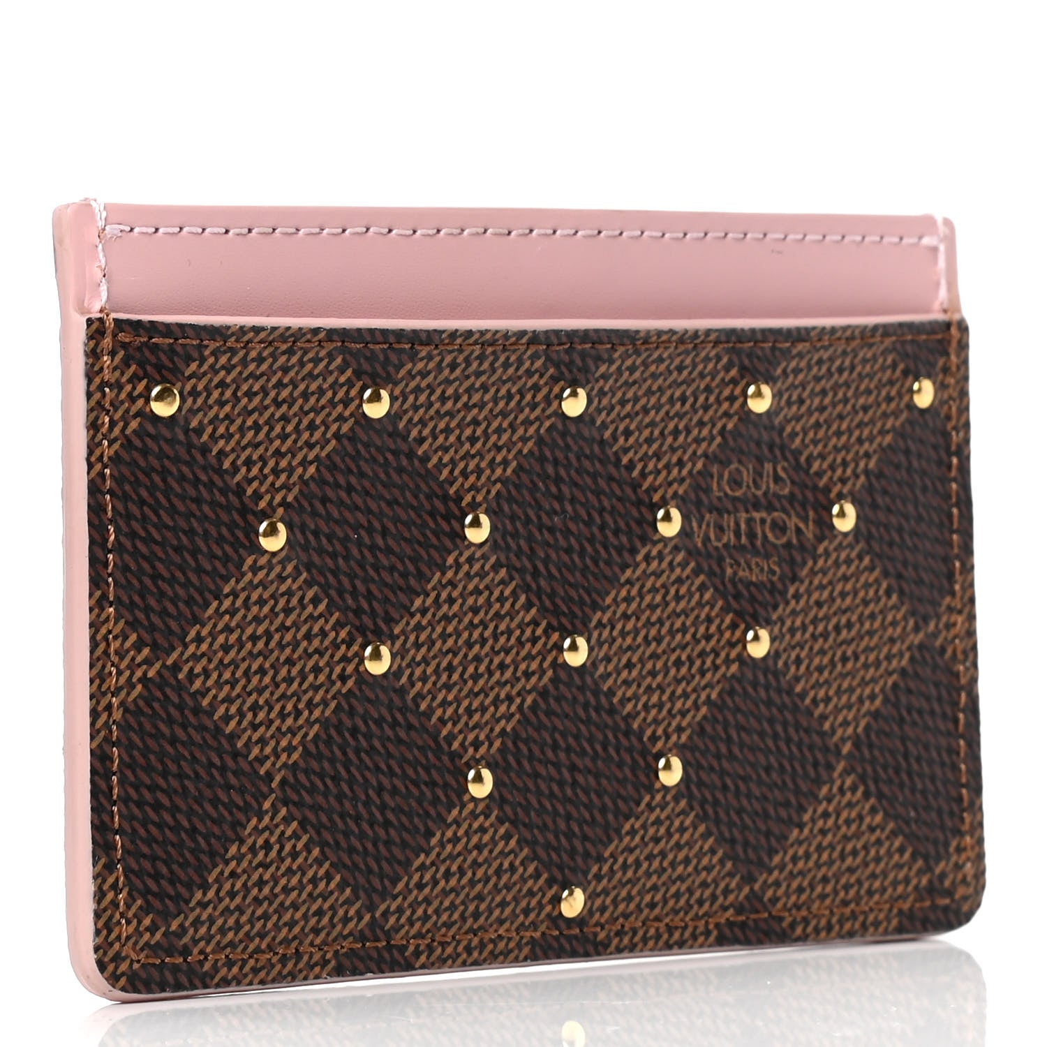 Louis Vuitton Damier Ebene Studded Card Holder Rose Ballerine 2 of 7