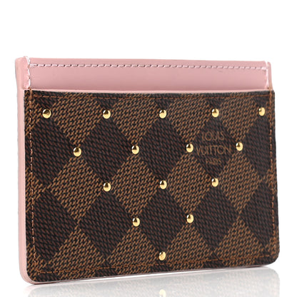 Louis Vuitton Damier Ebene Studded Card Holder Rose Ballerine 2 of 7
