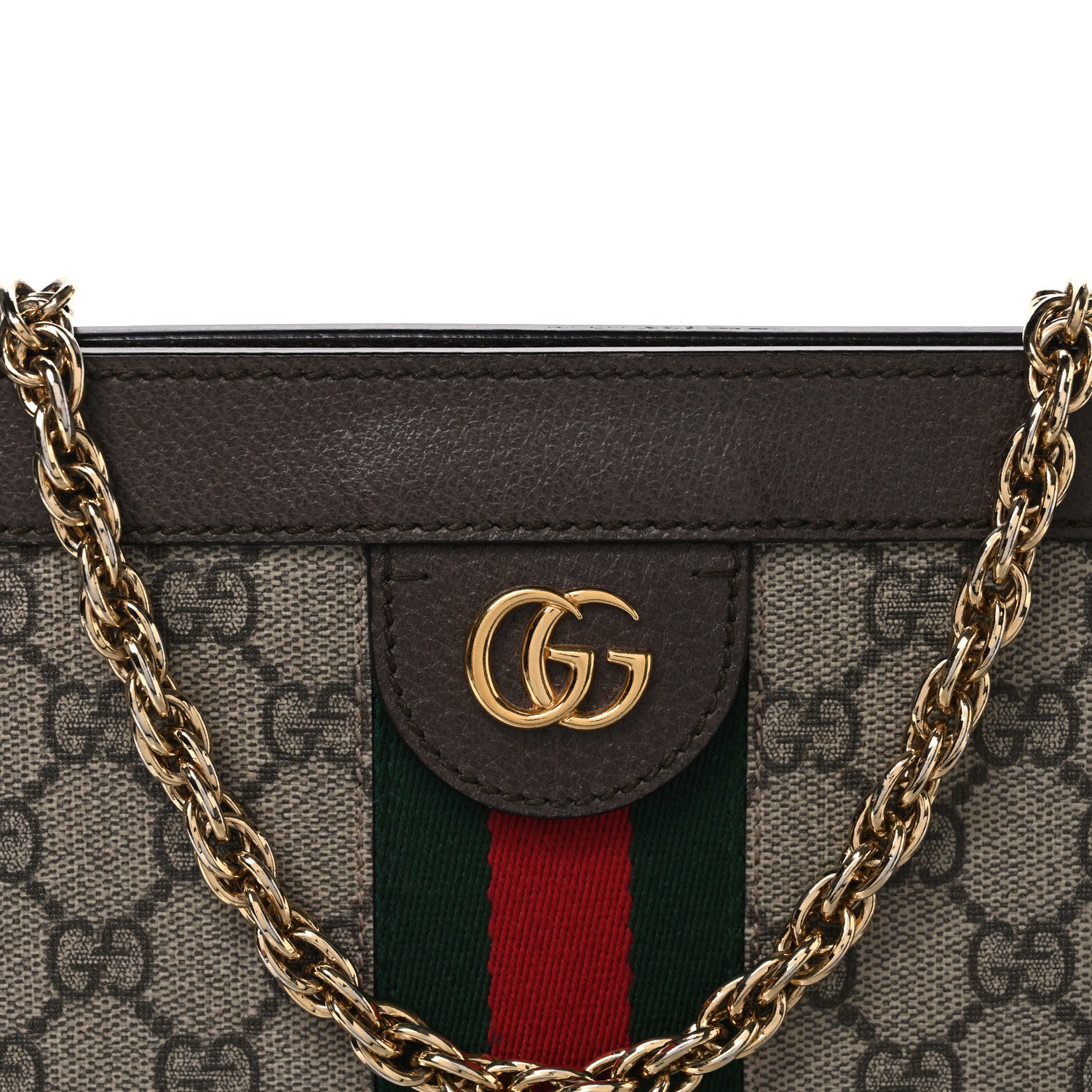 Gucci GG Supreme Monogram Web Medium Ophidia Chain Shoulder Bag Brown 7 of 9