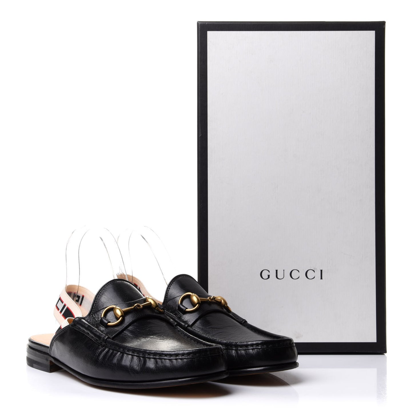 Goatskin Stripe Mens Horsebit Slingback Slippers 9 Black