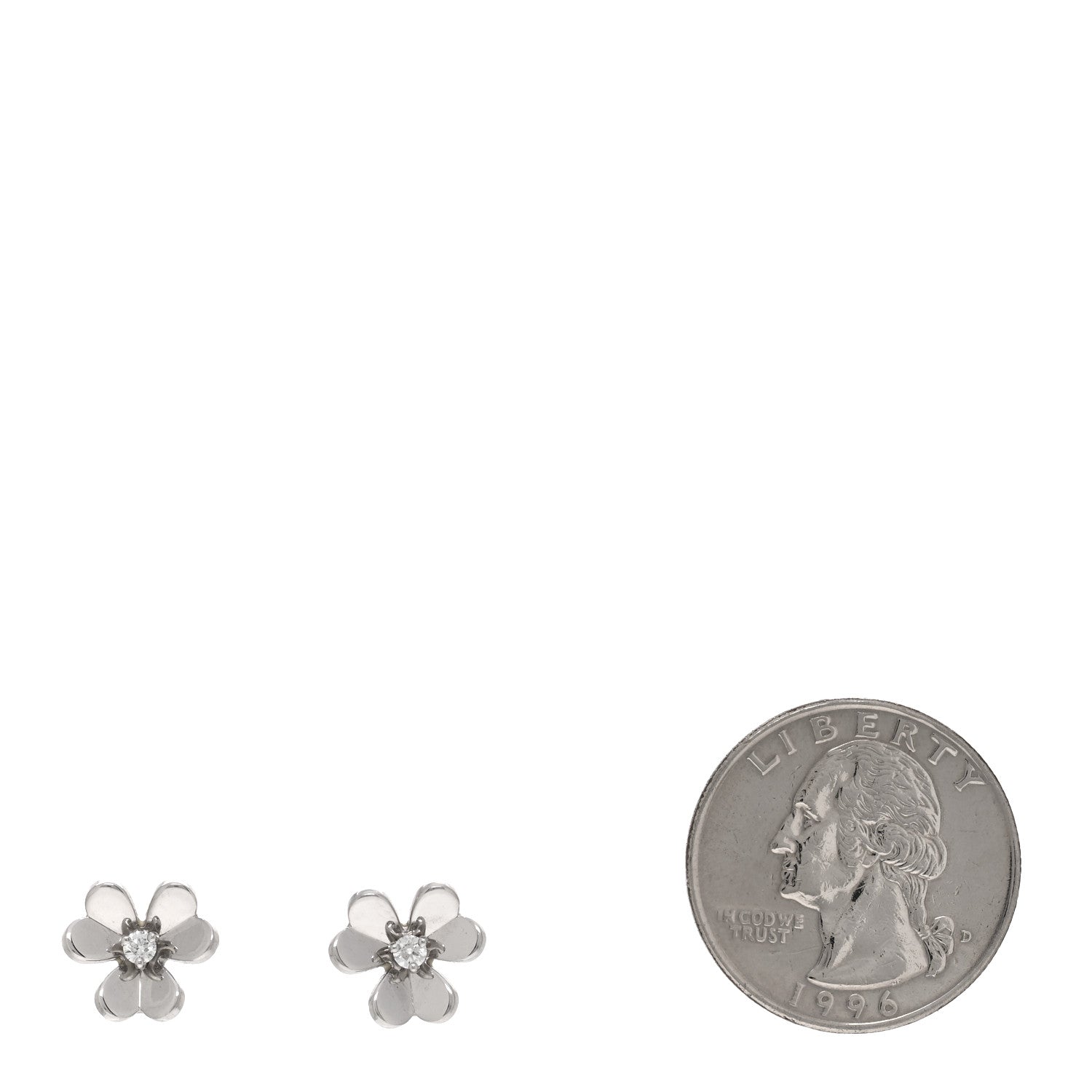 Van Cleef & Arpels 18K White Gold Diamond Mini Frivole Earrings 2 of 4