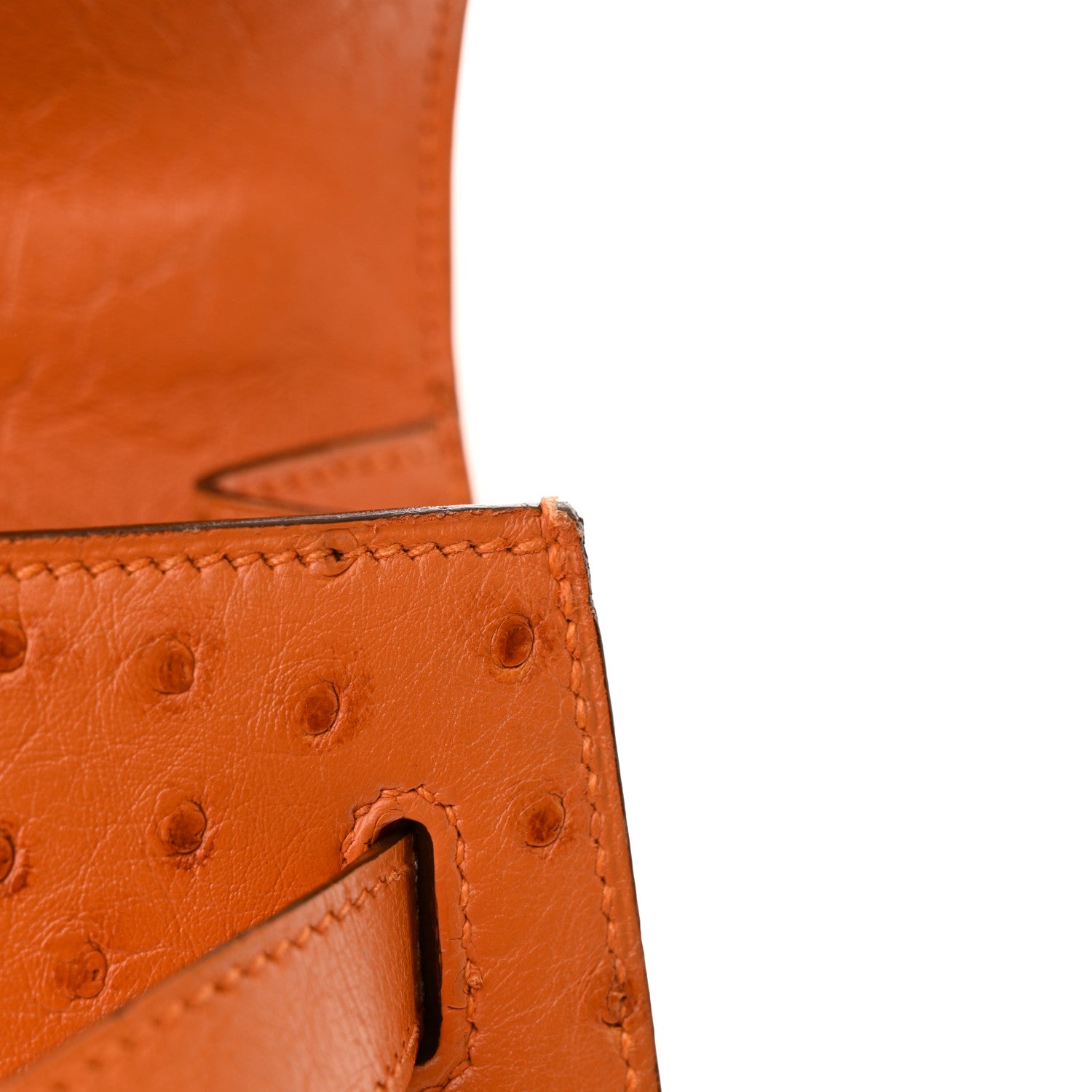 Hermes Ostrich Kelly Sellier 32 Orange 11 of 13