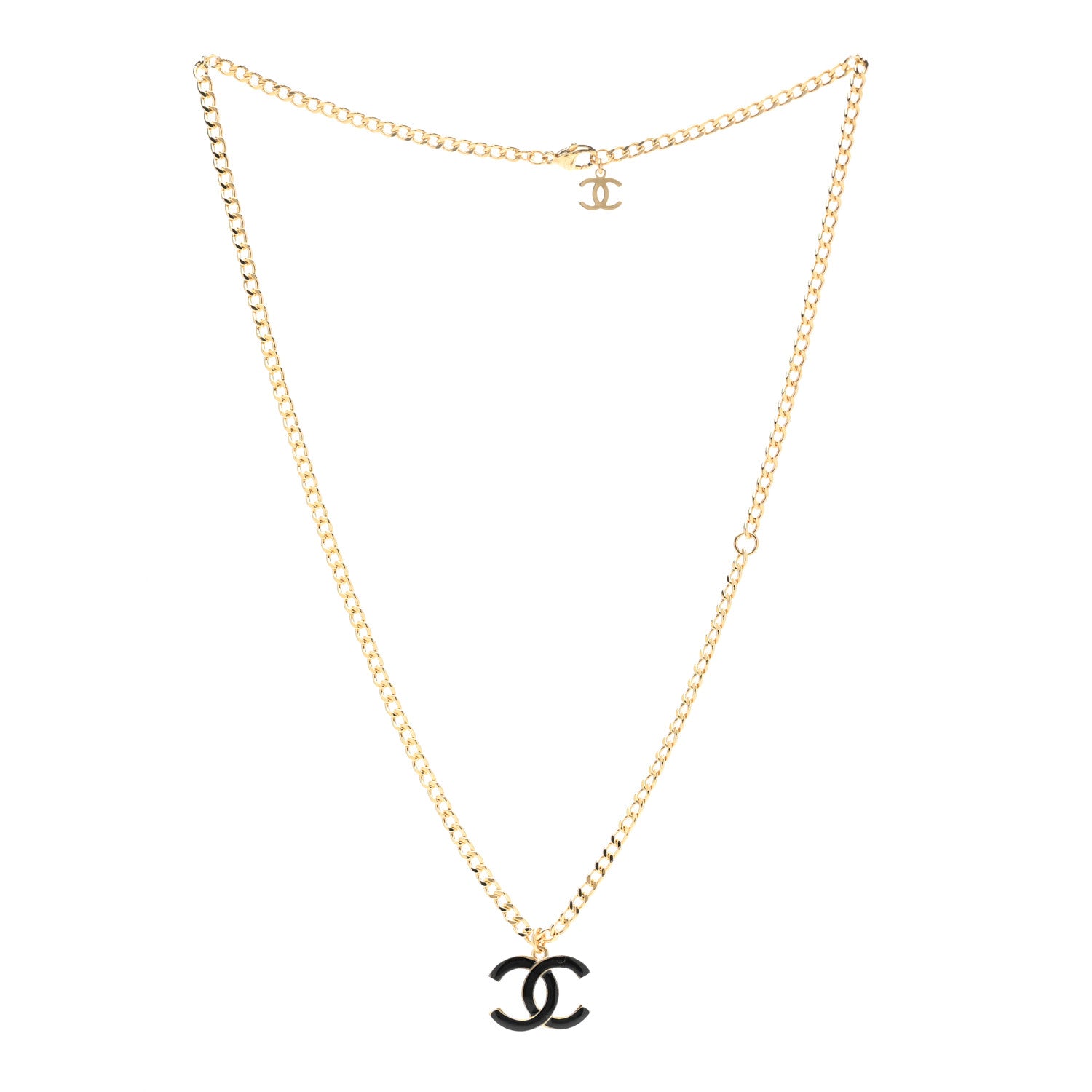 Chanel Metal Enamel CC Chain Necklace Gold Black 3 of 6