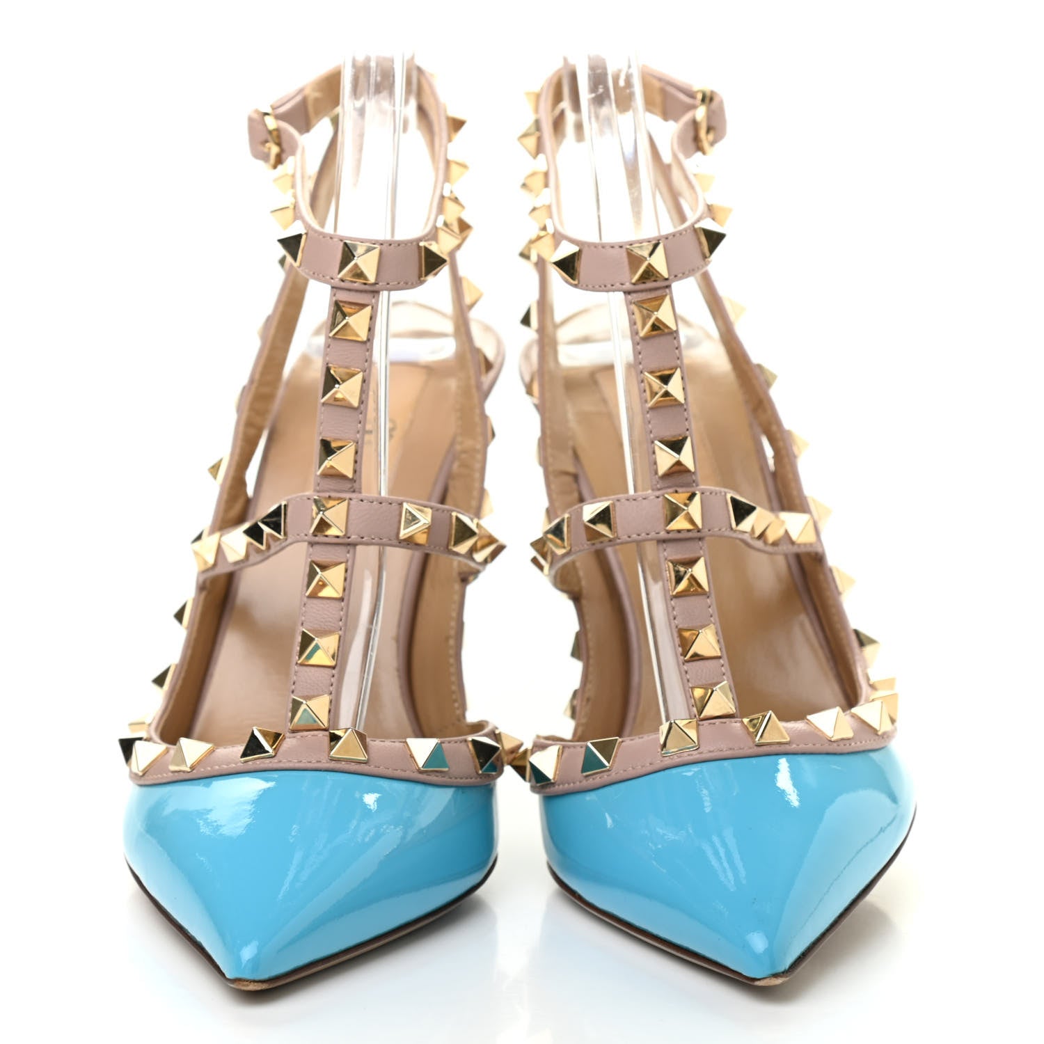 Valentino Garavani Patent Rockstud Ankle Strap 100mm Pumps 37 Parrot Poudre 2 of 9