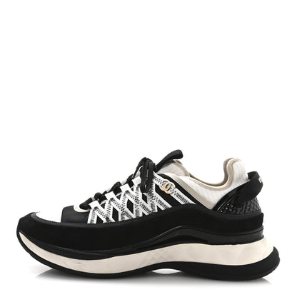 Chanel Fabric Suede Calfskin Sneakers 41 Black Beige White 1 of 9