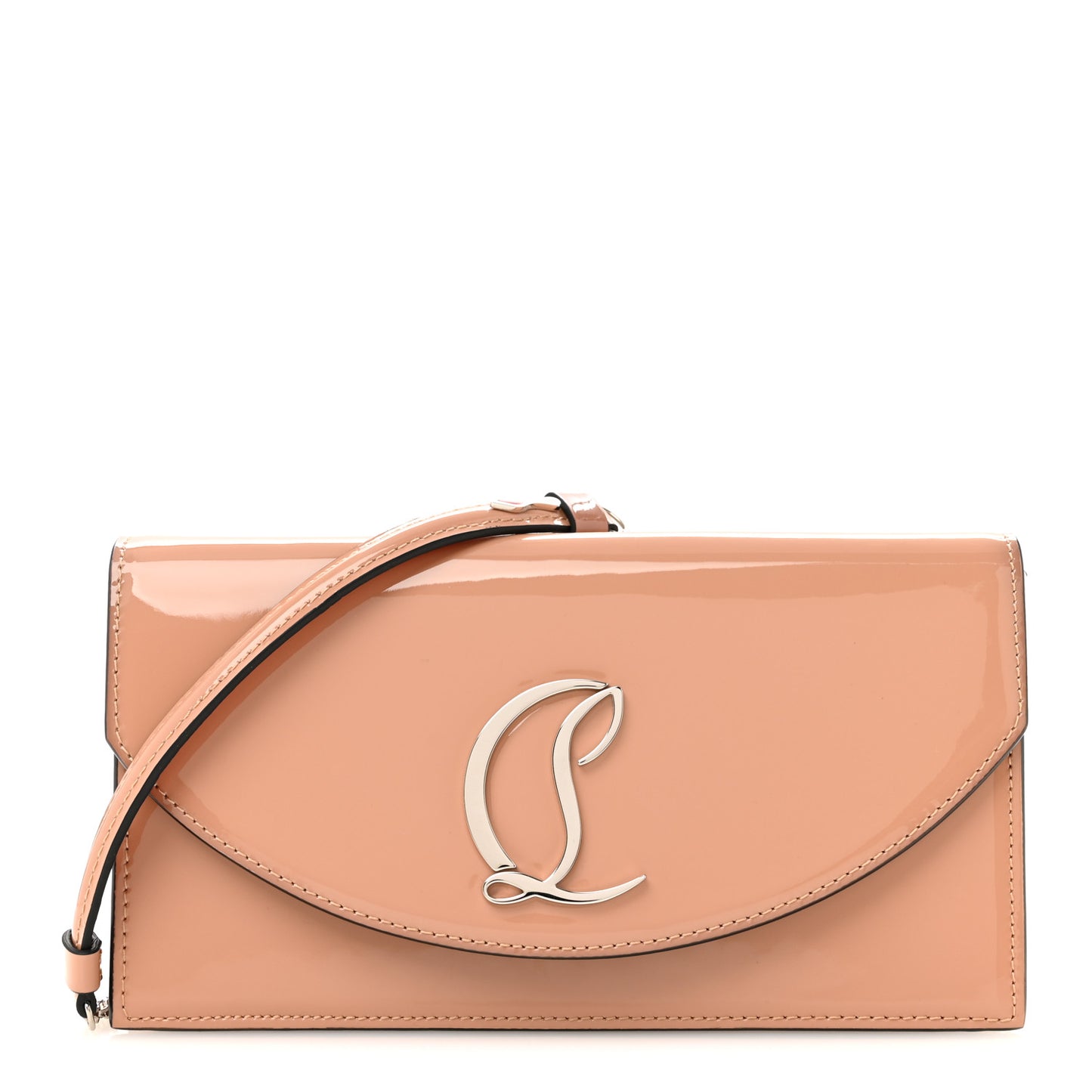 Patent Calfskin Loubi54 Crossbody Clutch Blush