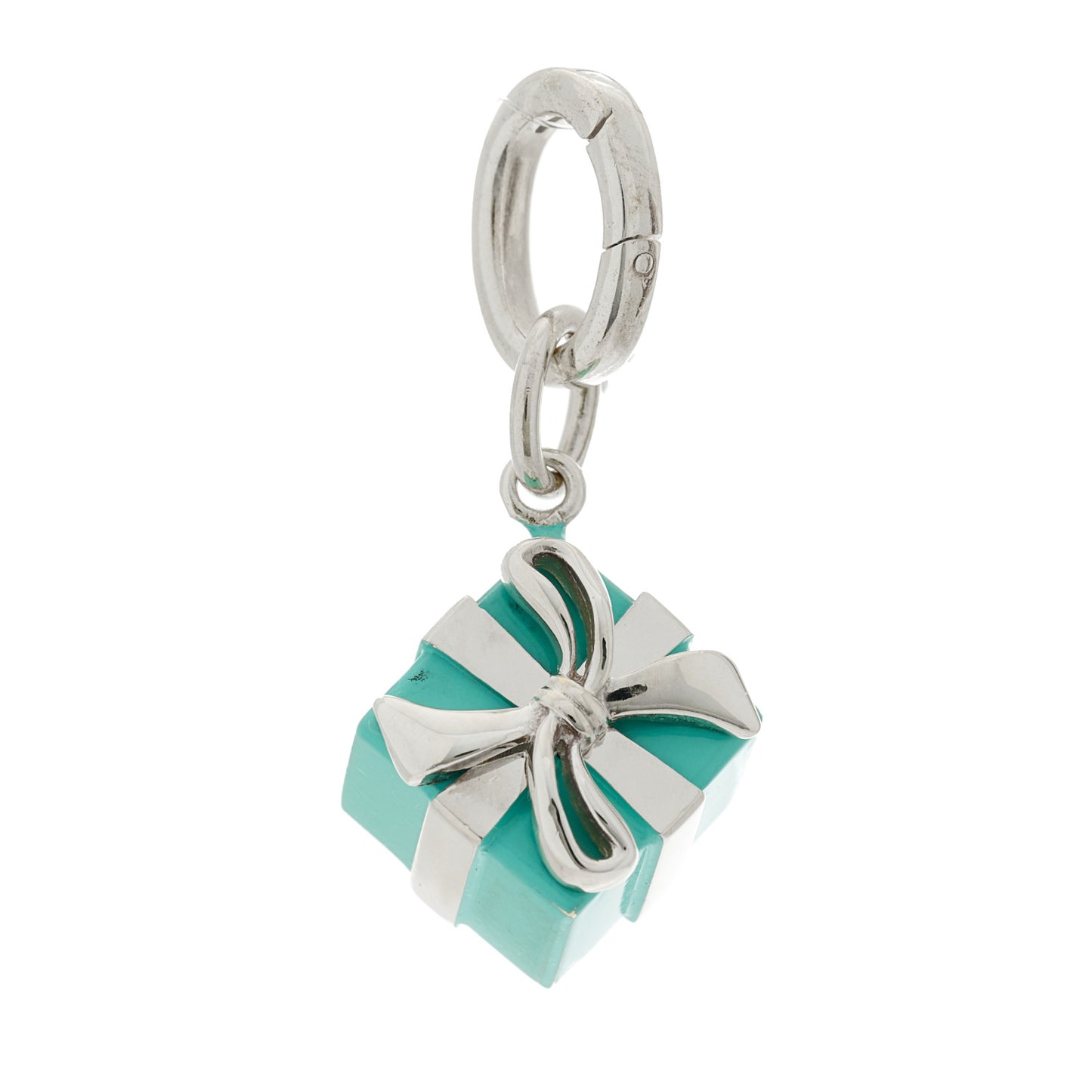 Sterling Silver Enamel Gift Box Charm Blue