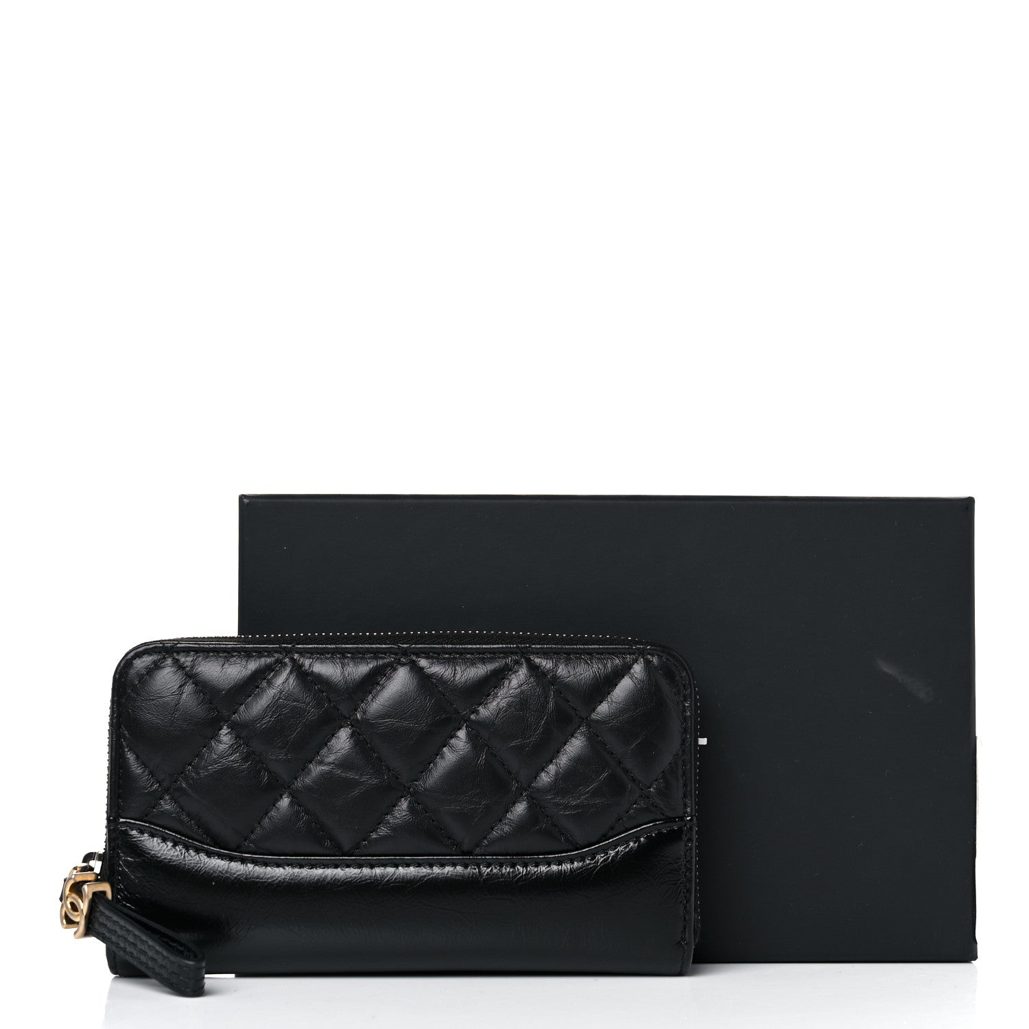 Chanel Aged Calfskin Quilted Small Gabrielle Zip Around Wallet Black 9 of 9