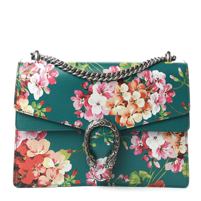 Gucci Calfskin Blooms Print Medium Dionysus Shoulder Bag Bright Emerald Multicolor 1 of 10