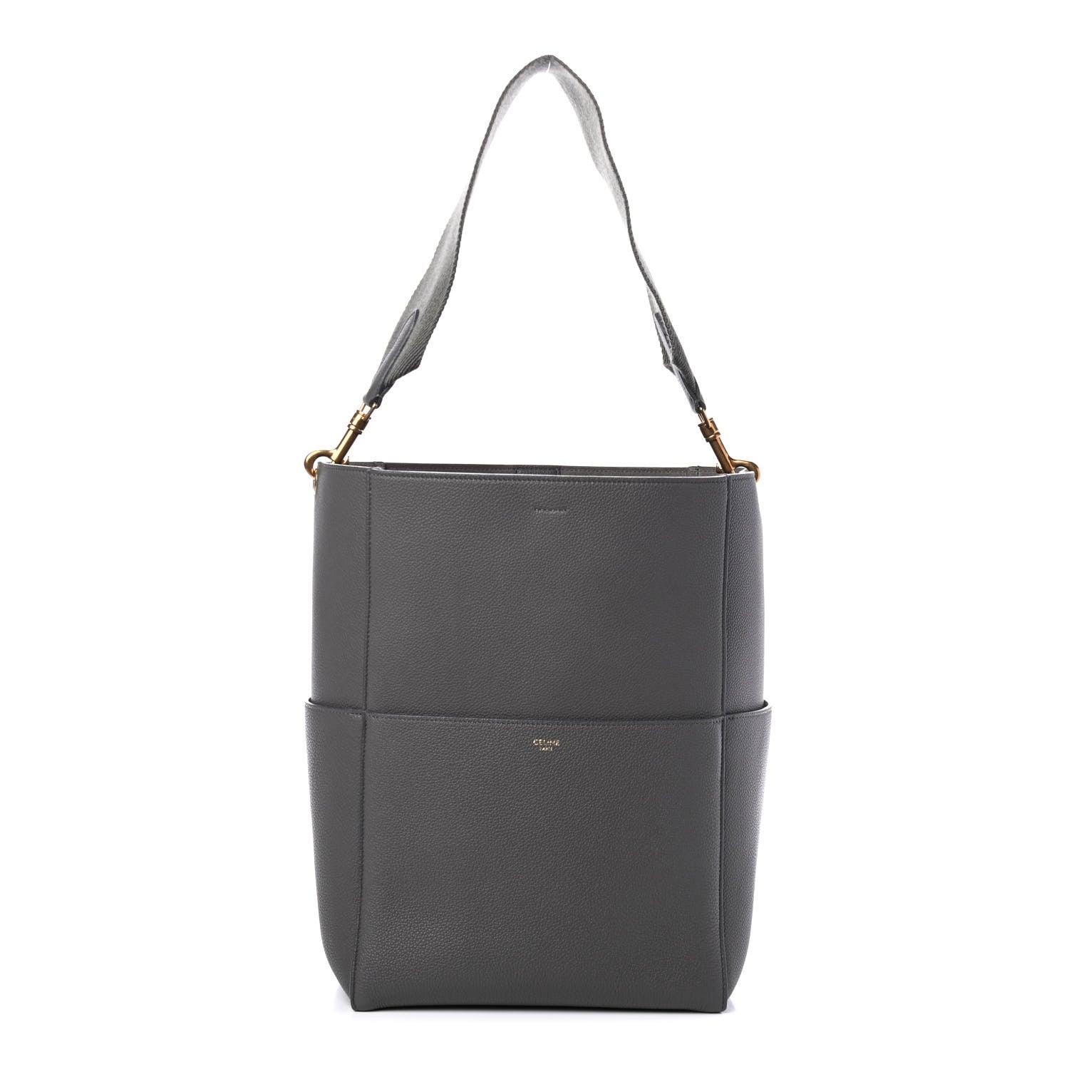 Celine Soft Grained Calfskin Sangle Bucket Bag Kohl 1 of 4