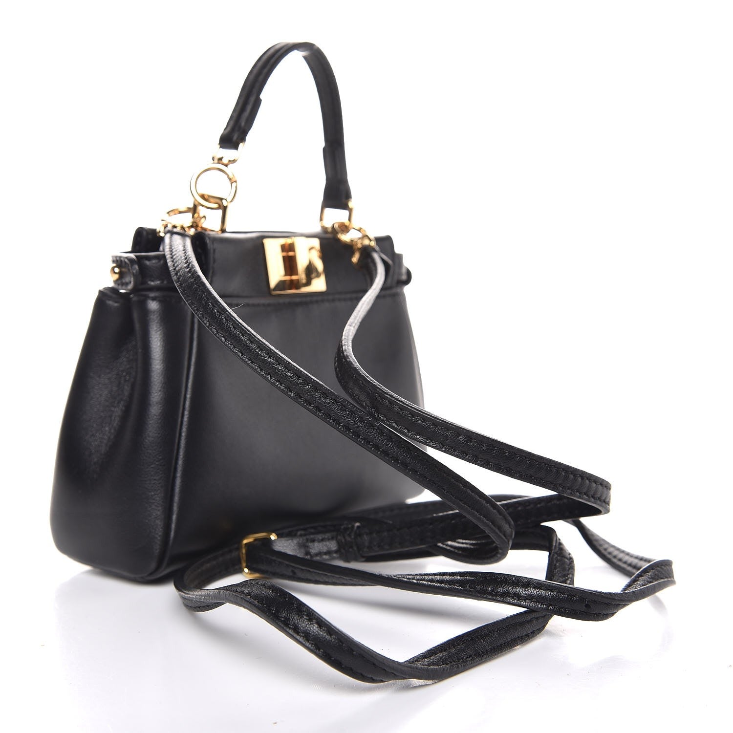 Fendi Nappa Micro Peekaboo Iconic Satchel Black 3 of 7