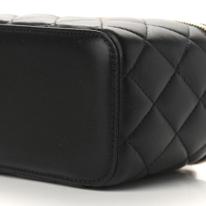 Chanel Lambskin Quilted Pearl Crush Small Vanity Case With Chain Black 9 of 9