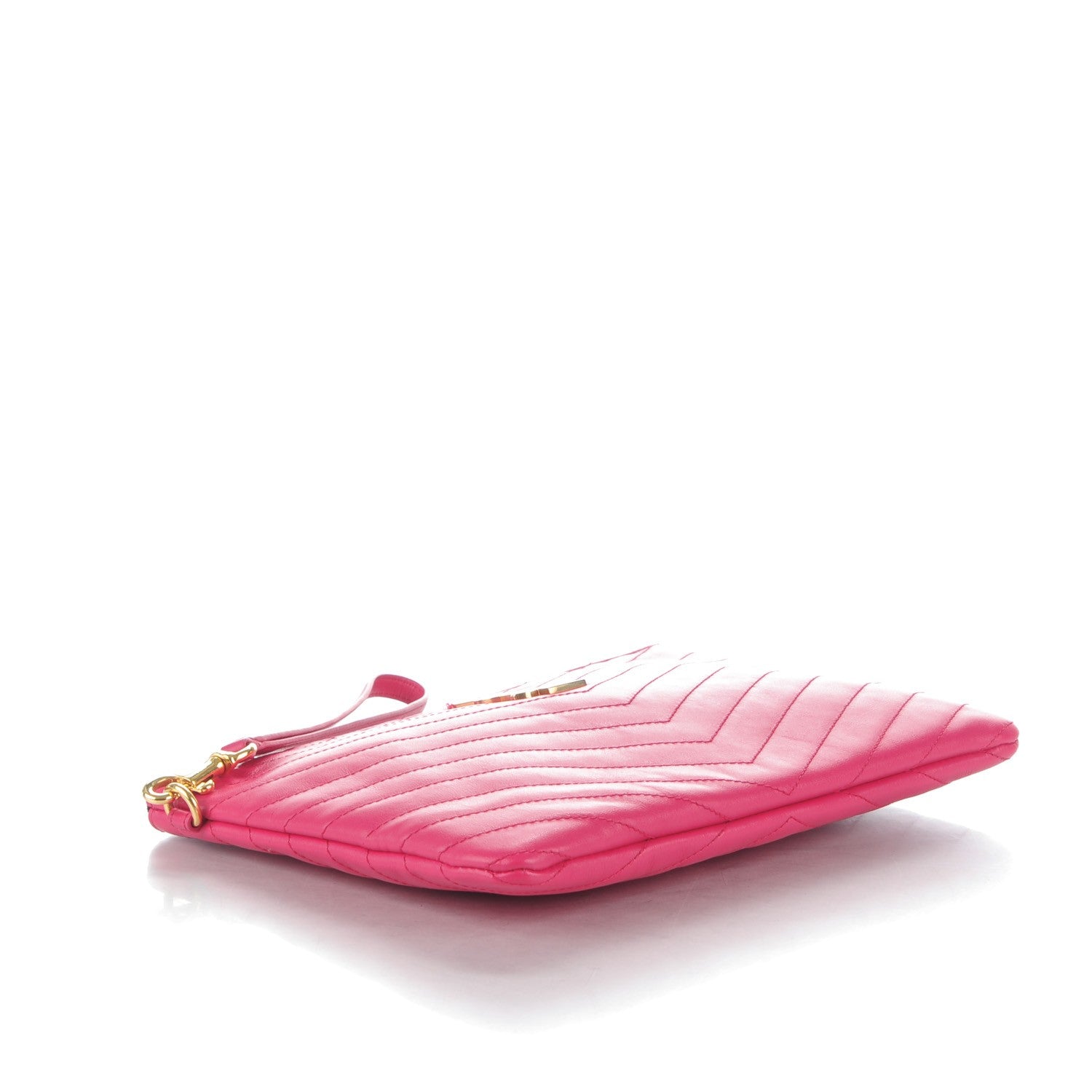 Saint Laurent Calfskin Matelasse Chevron Monogram A5 Wristlet Bubblegum 4 of 7