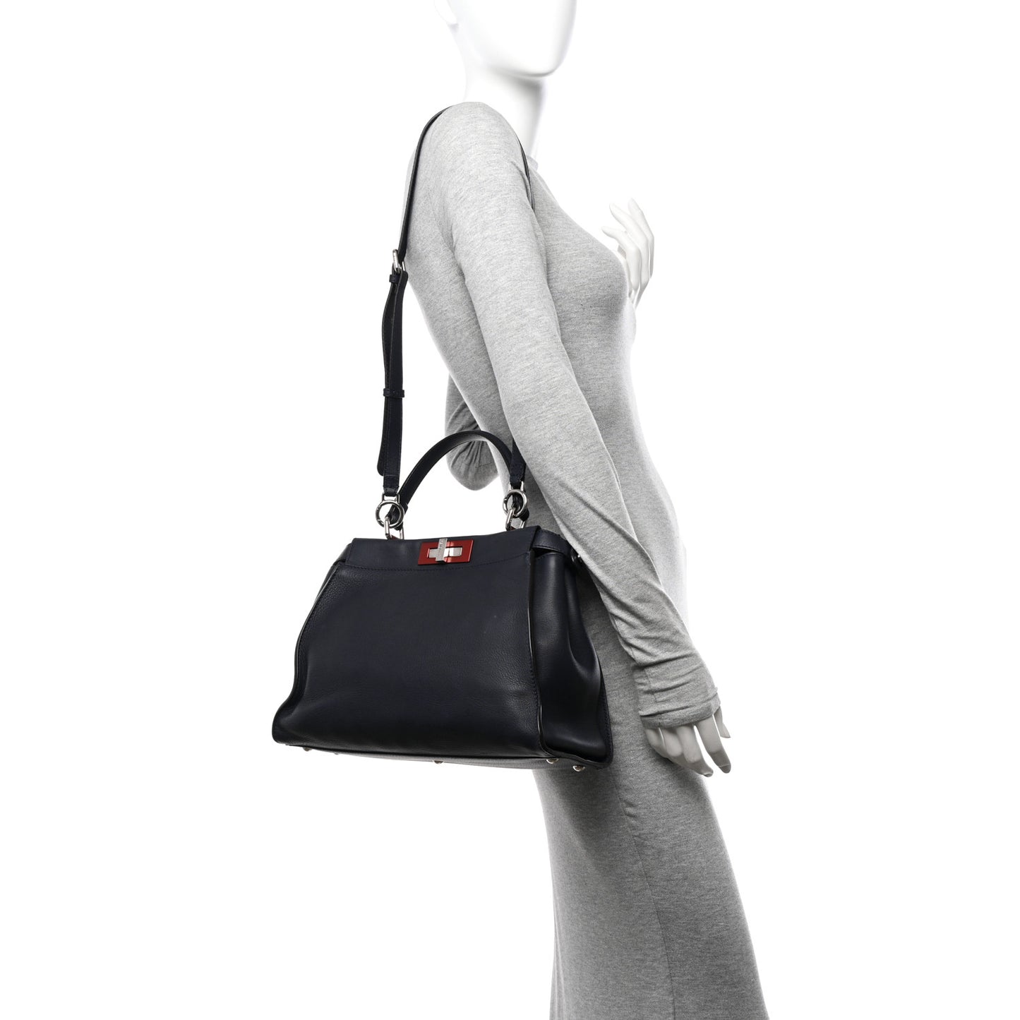 Vitello Seta Shiny Nappa Medium Peekaboo Iconic Satchel Blue Notte Ardesia