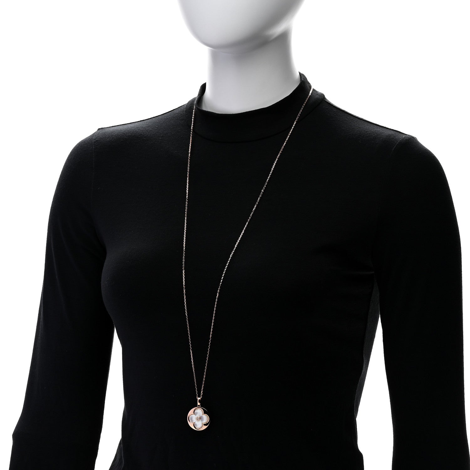 Louis Vuitton 18K Pink Gold Mother of Pearl XL Blossom Sun Pendant Necklace 2 of 6