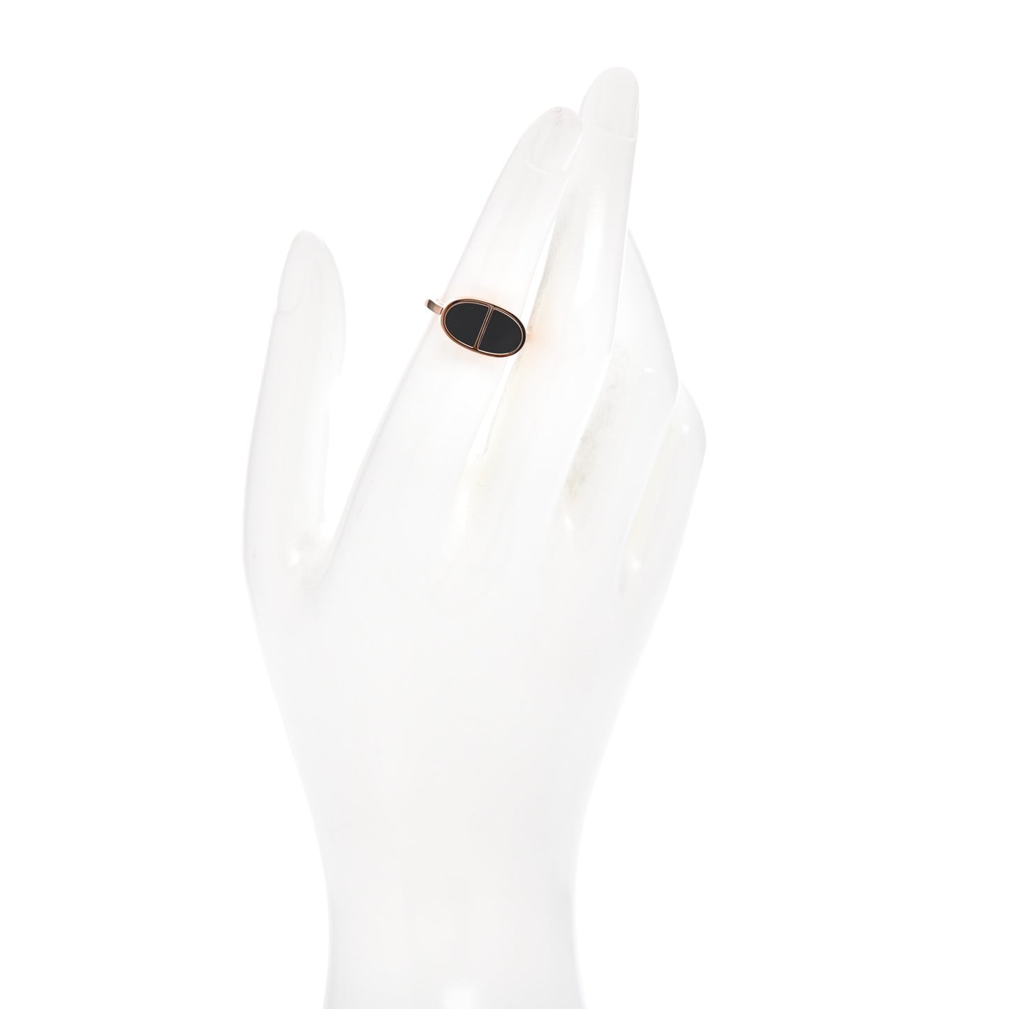18K Rose Gold Black Ceramic MM Chaine d'Ancre Verso Ring 50 5.25