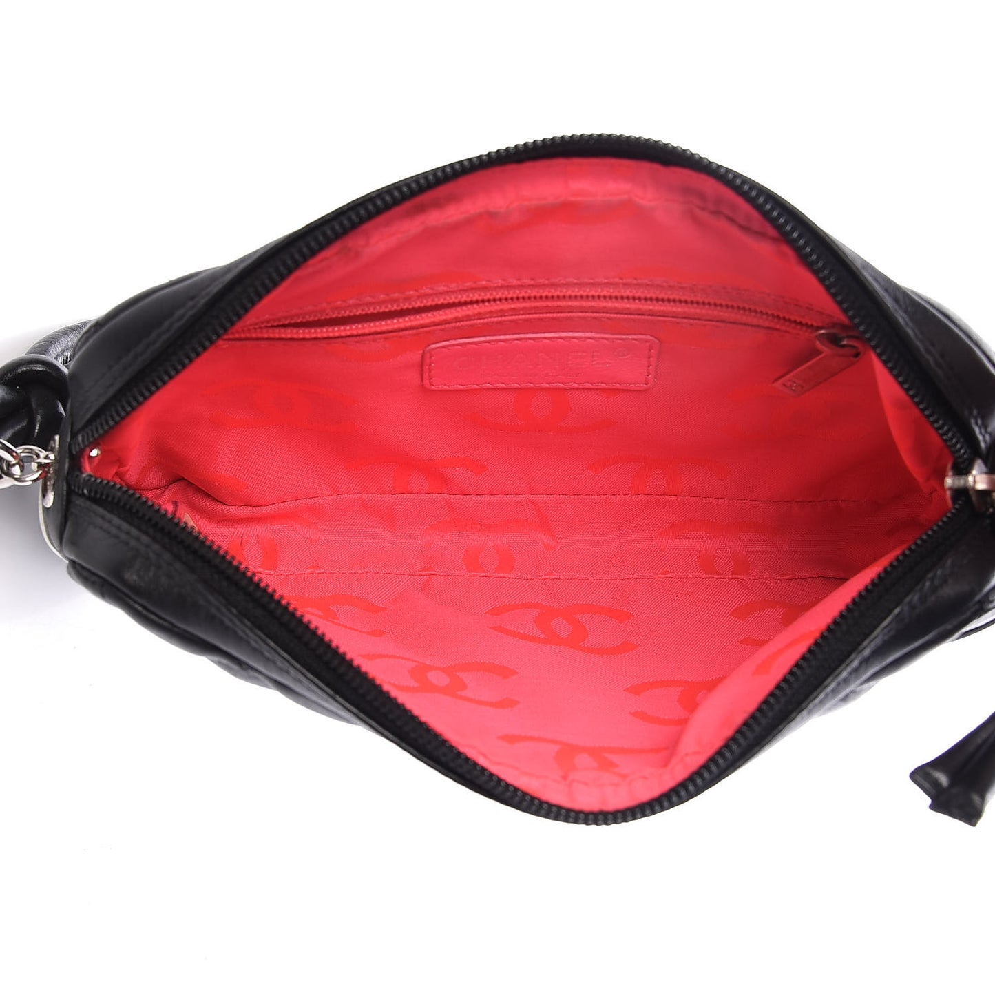 Calfskin Quilted Cambon Pochette Black White
