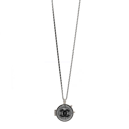 Chanel Metal CC Crystal Locket Necklace Black 1 of 8