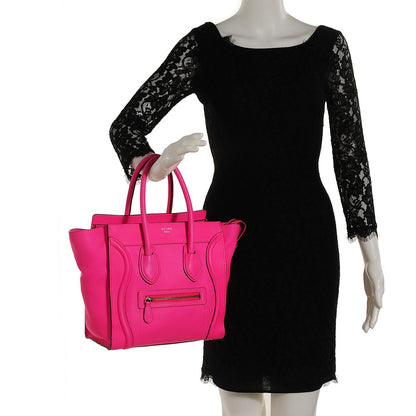 Celine Drummed Calfskin Micro Luggage Fluo Pink 2 of 8