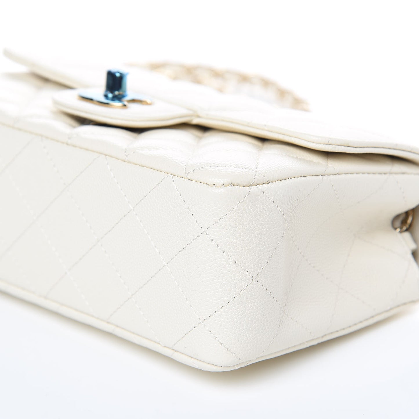Caviar Quilted Mini Rectangular Flap White