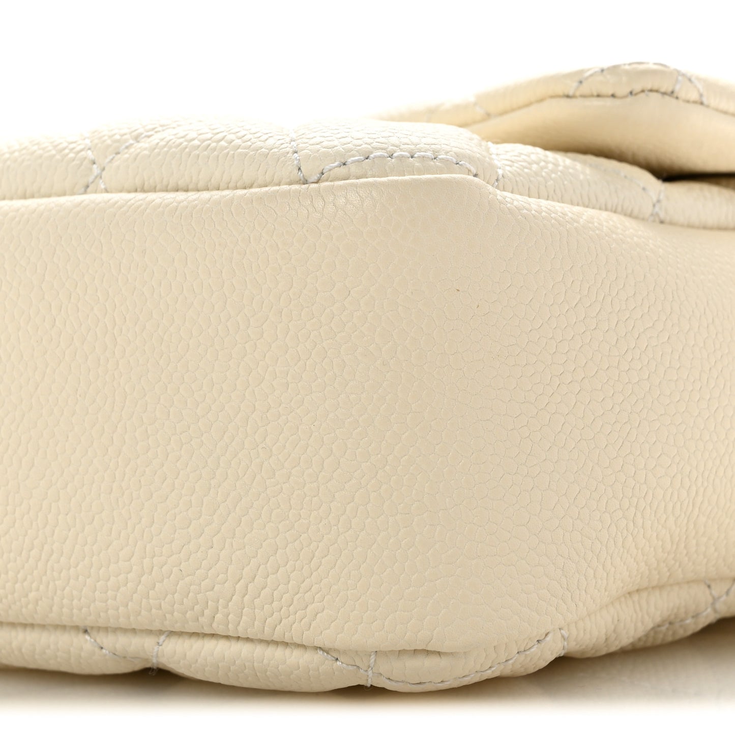 Caviar Quilted Jumbo Easy Flap  Dark White