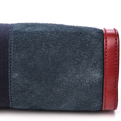 Gucci Suede Calfskin Web Small Ophidia Chain Shoulder Bag New Blue Romantic Cherry 11 of 13