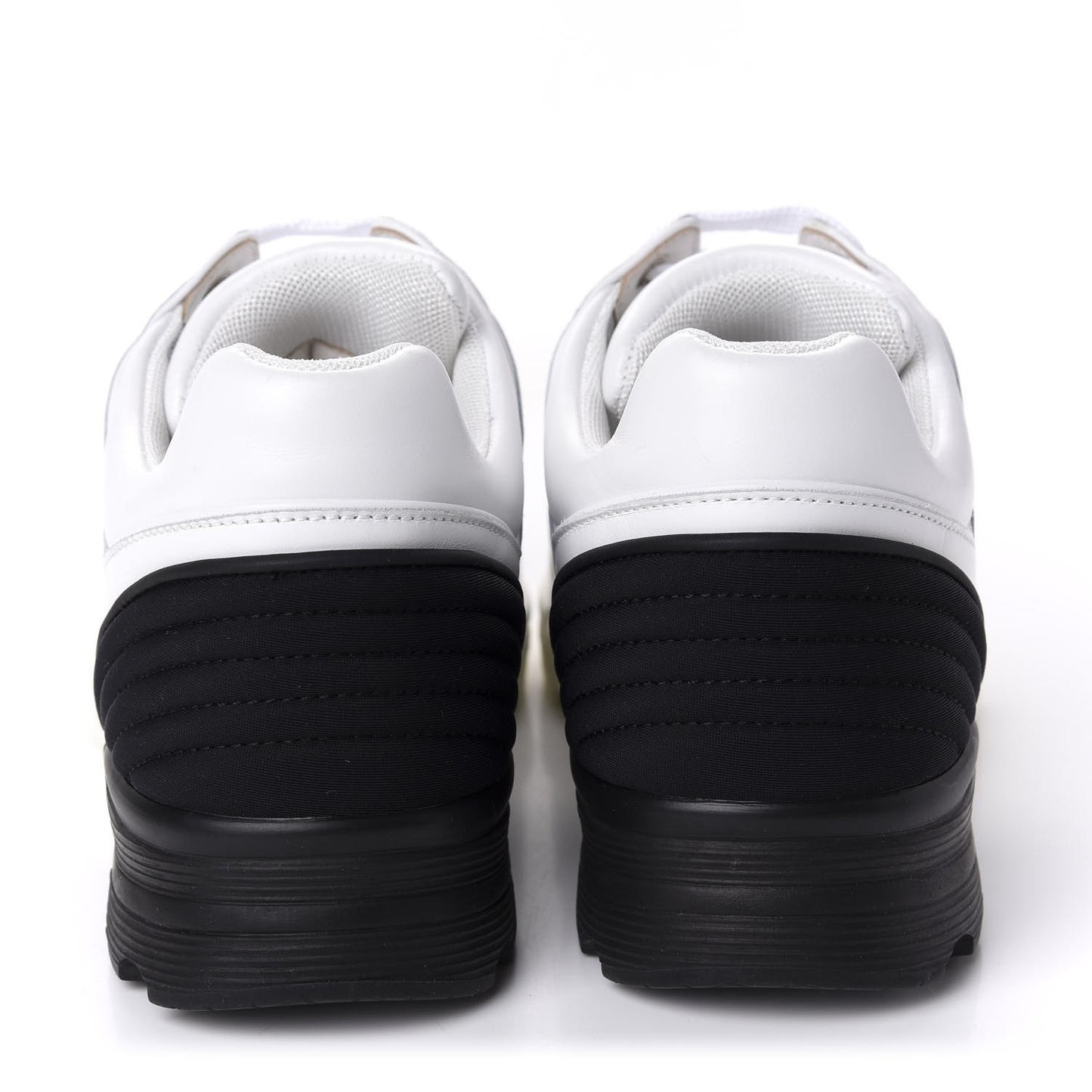 Calfskin Lambskin Womens CC Sneakers 40 White Black