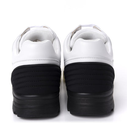 Chanel Calfskin Lambskin Womens CC Sneakers 40 White Black 6 of 9