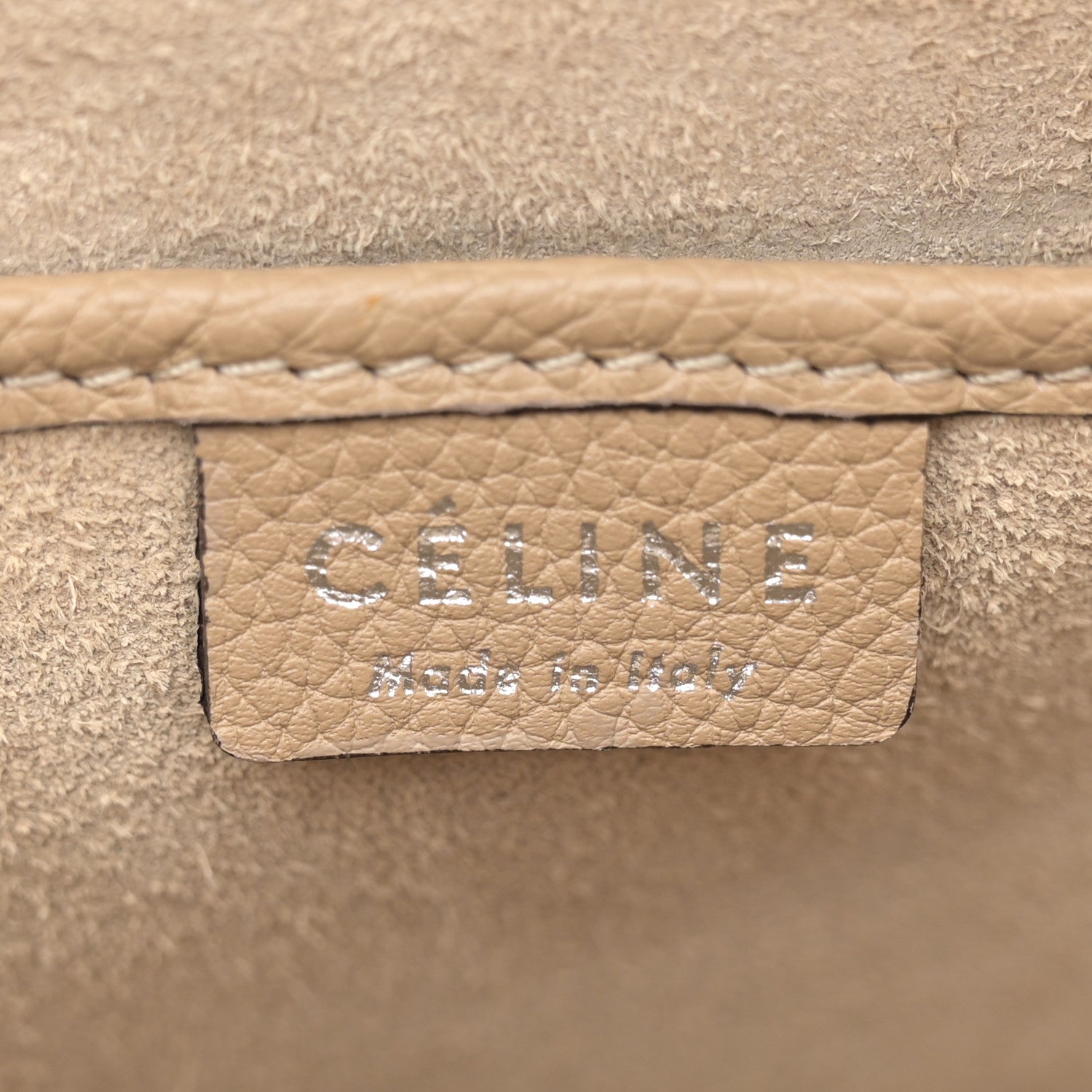 Celine Drummed Calfskin Nano Luggage Dune 6 of 15