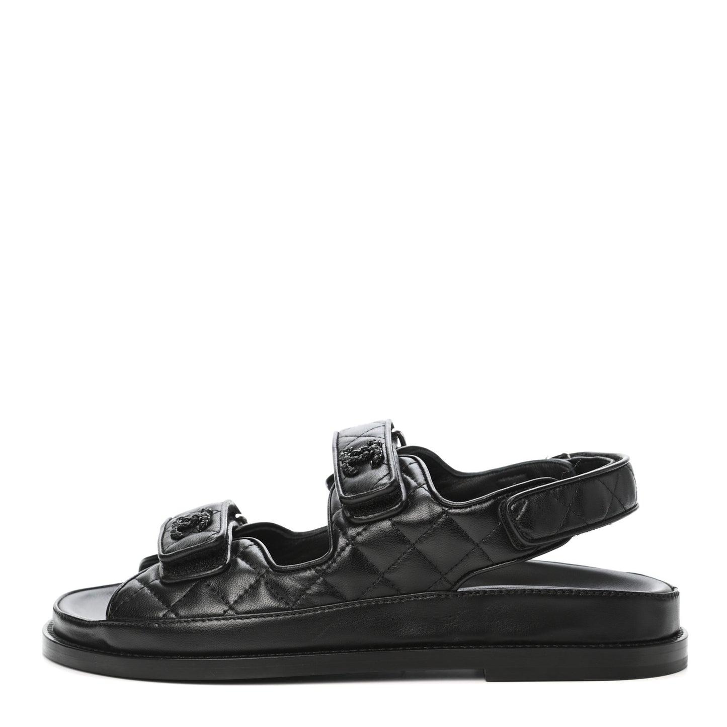 Lambskin Velcro Dad Sandals 38 Black