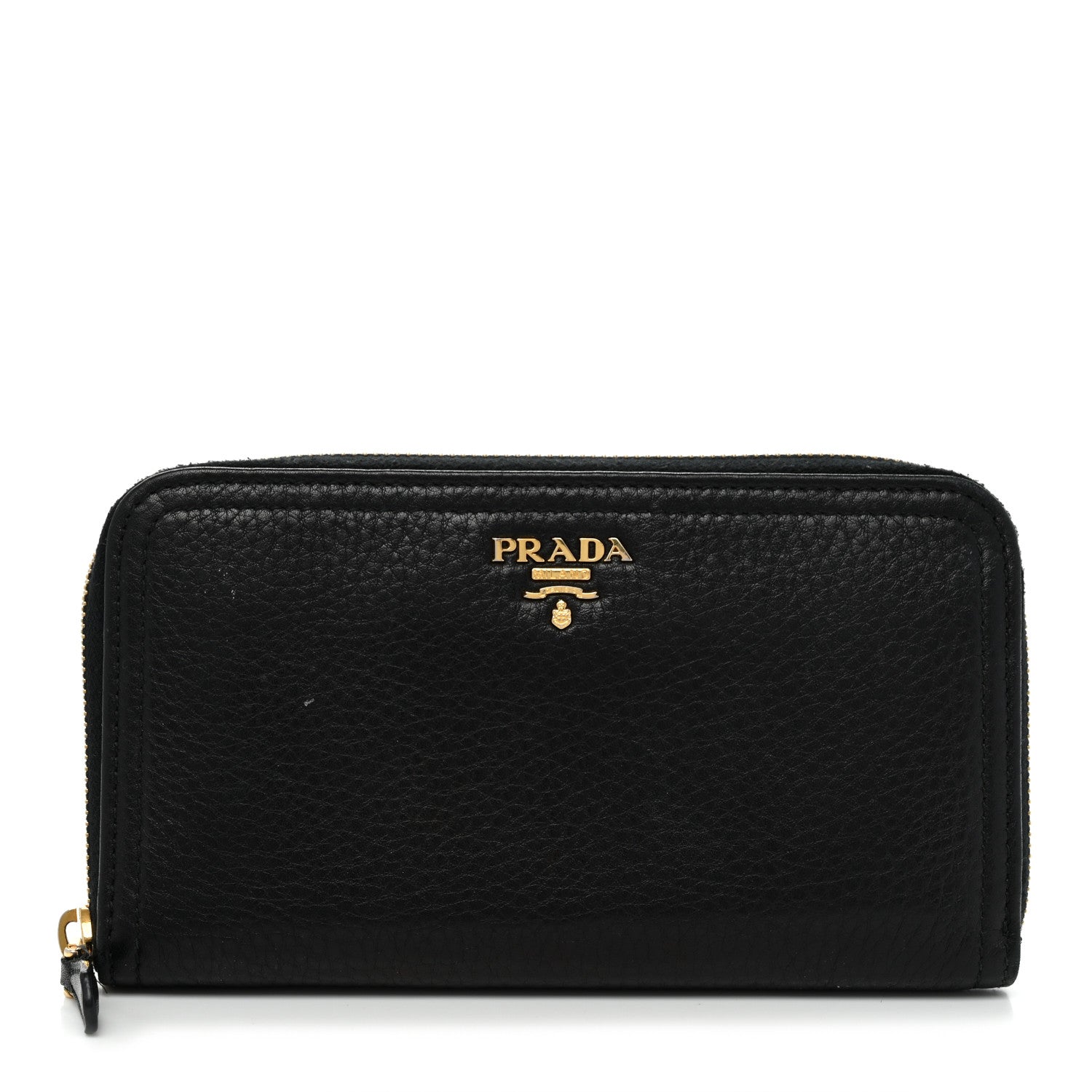 Prada Vitello Daino Zip Around Wallet Black 1 of 7