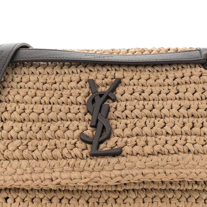 Saint Laurent Raffia Calfskin Monogram Medium Niki Chain Satchel Natural 8 of 11