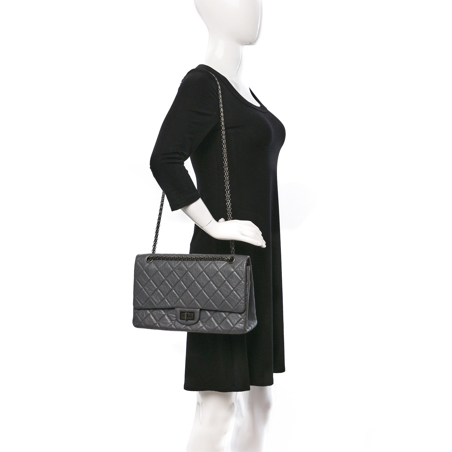 Chanel Aged Calfskin Quilted 2.55 Reissue 227 Flap Grey 2 of 9