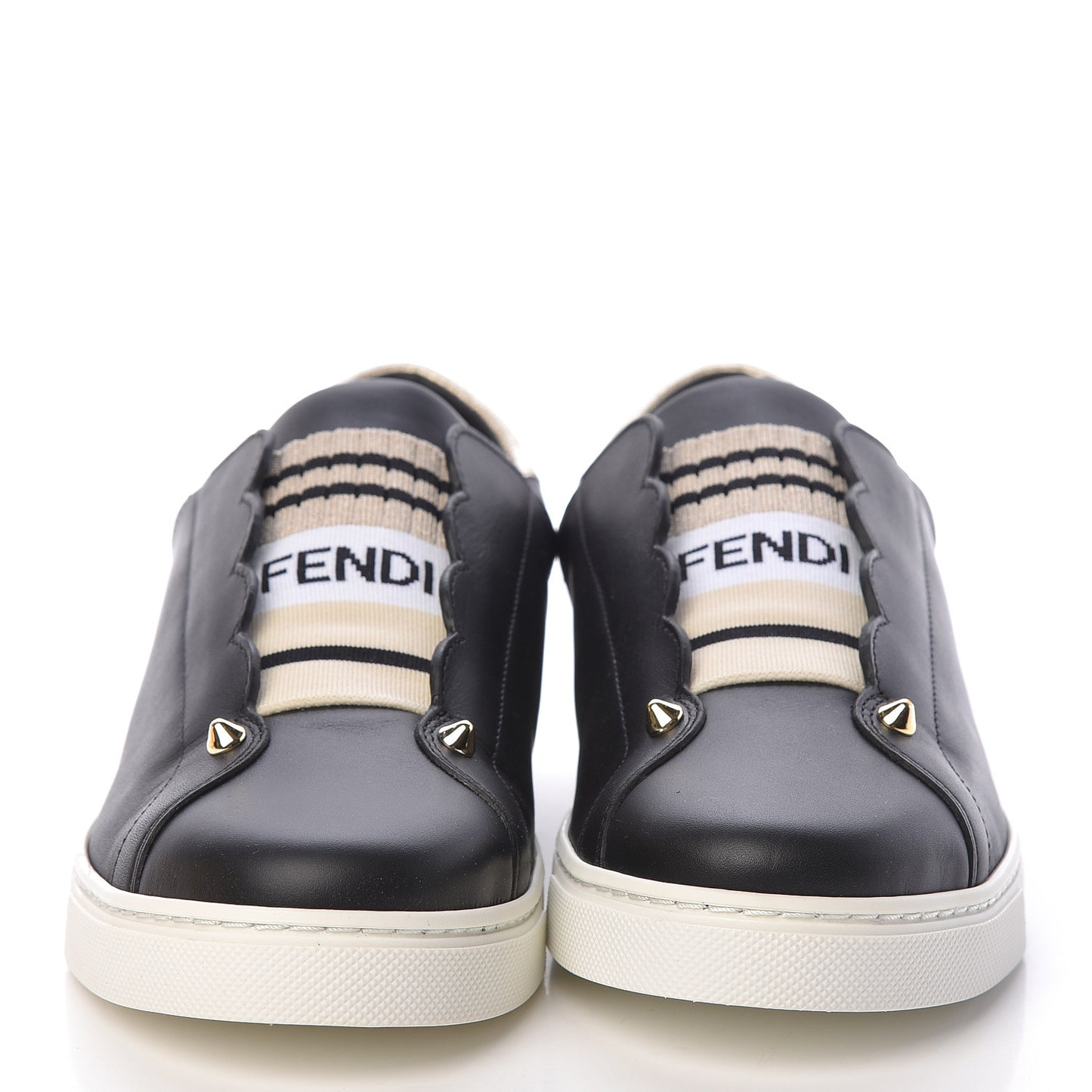 Vitello Lurex Rockoclick Slip On Sneakers 39.5 Black Gold