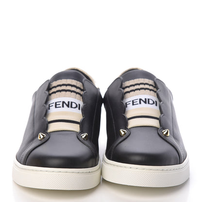 Fendi Vitello Lurex Rockoclick Slip On Sneakers 39.5 Black Gold 2 of 8