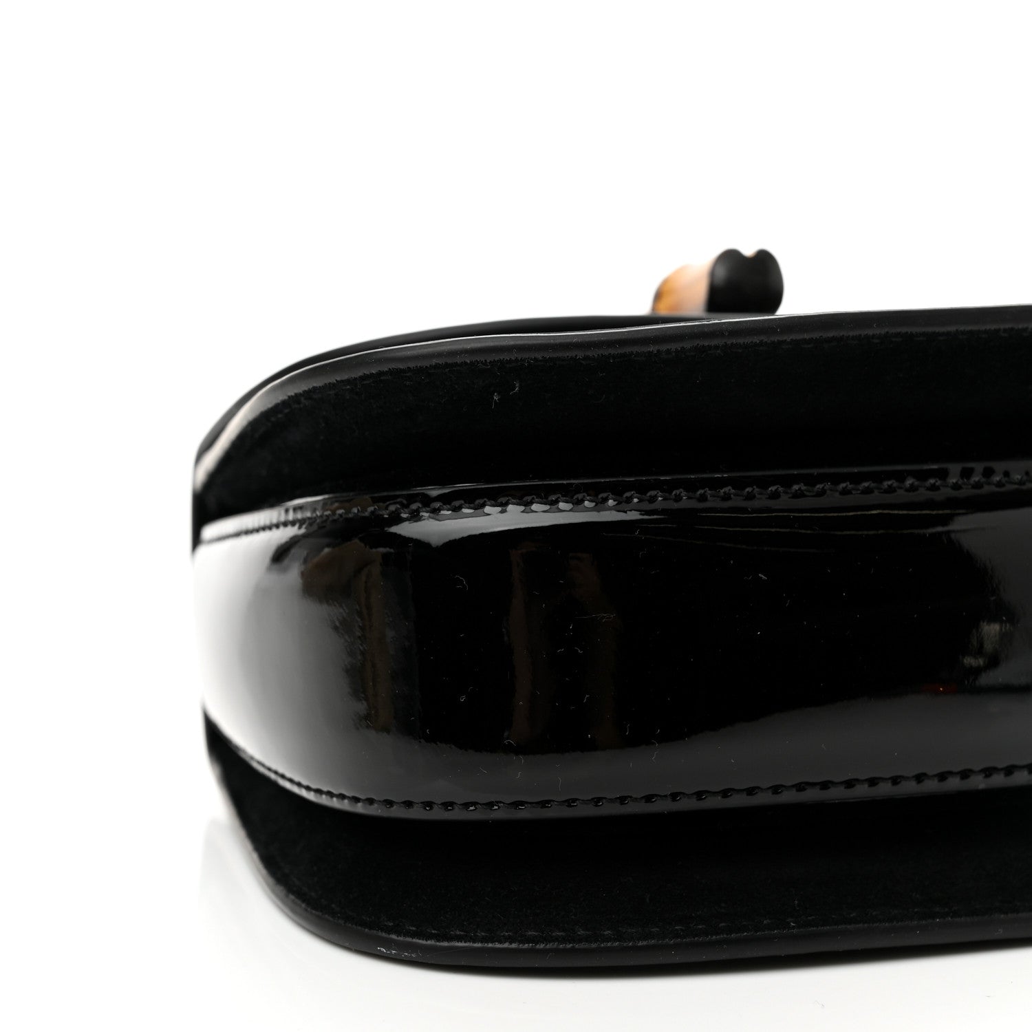 Gucci Patent Crystal Mini Bamboo 1947 Top Handle Chain Bag Black 8 of 9