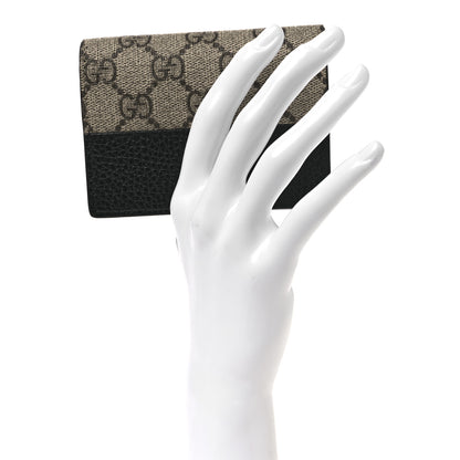 Gucci Dollar Calfskin GG Supreme Monogram GG Marmont Card Case Black Beige Ebony 2 of 8