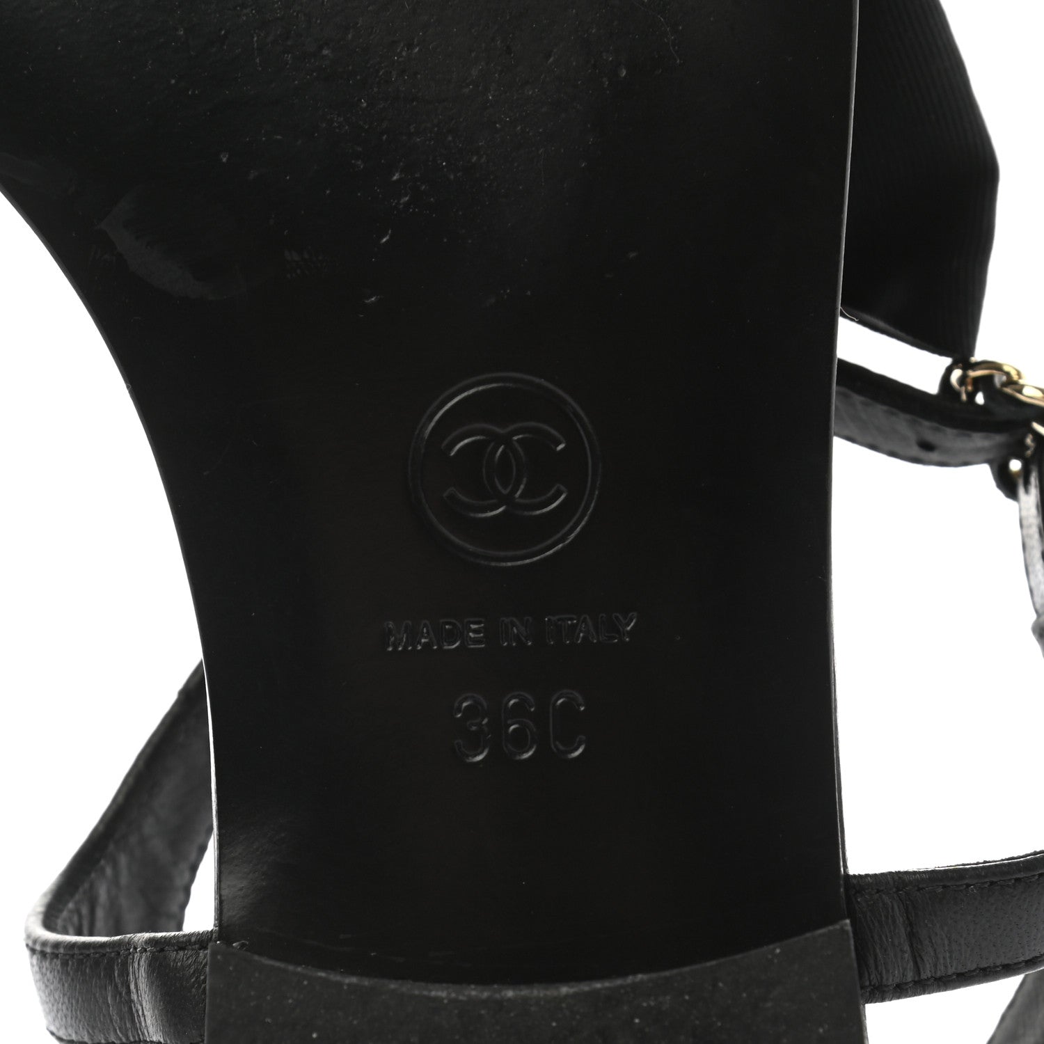 Chanel Lambskin Grosgrain Bow CC Chain Thong Sandals 36 Black Gold 6 of 8