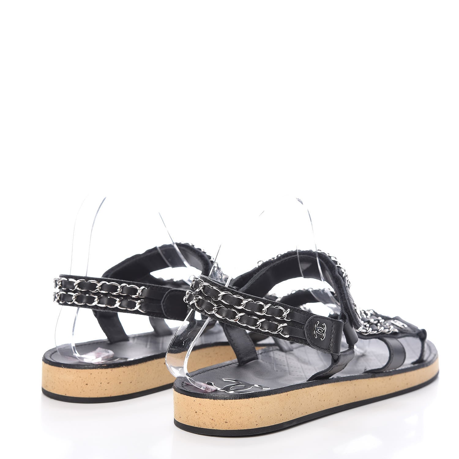 Chanel Calfskin Chain Sandals 41 Black 4 of 8