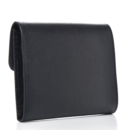 Prada Saffiano Metal Flap Wallet Black 3 of 7