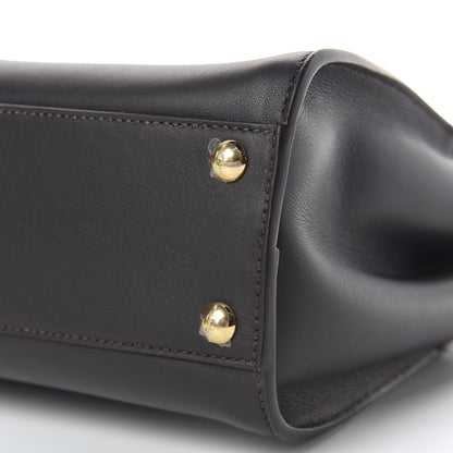 Fendi Vitello Seta Nabuk Pequin Mini Peekaboo Iconic Satchel Ebano Tobacco Moro 6 of 11
