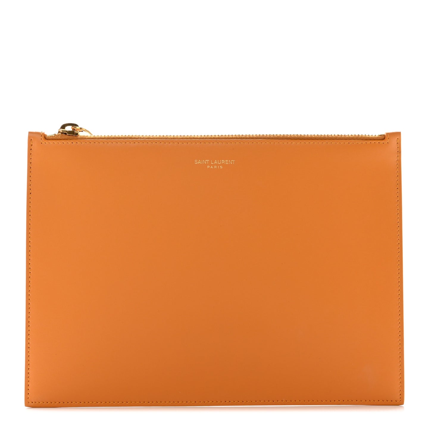 Smooth Calfskin Zip Pouch Cheddar