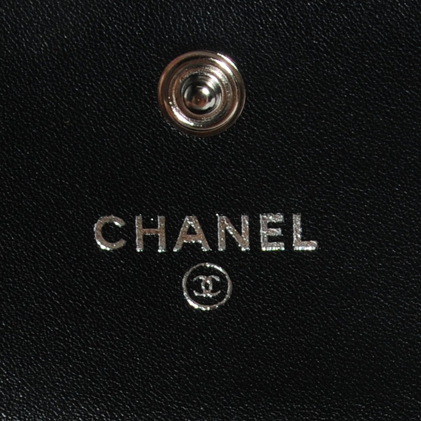 Patent Camellia Embossed Card Holder Black
