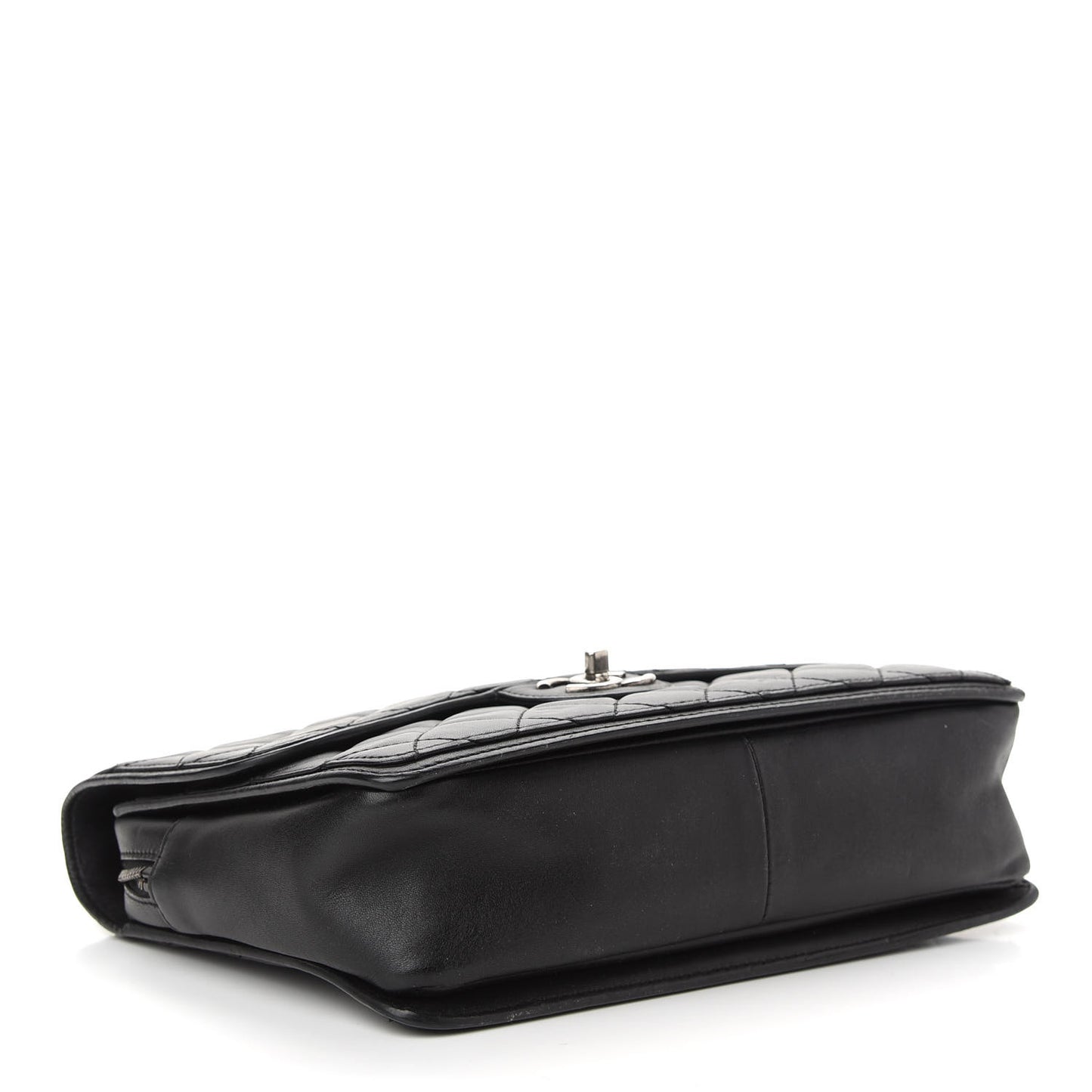 Lambskin Quilted Citizen Zip Large Flap Black