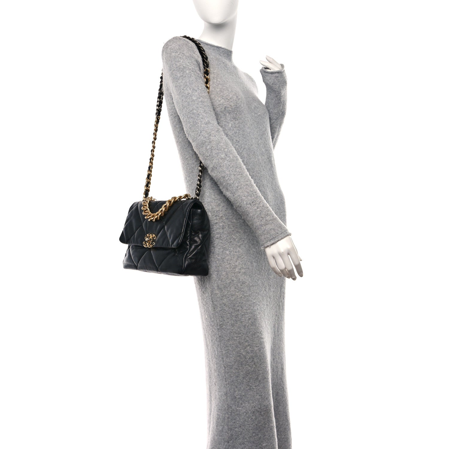Chanel Goatskin Quilted Large Chanel 19 Flap Black 2 of 11
