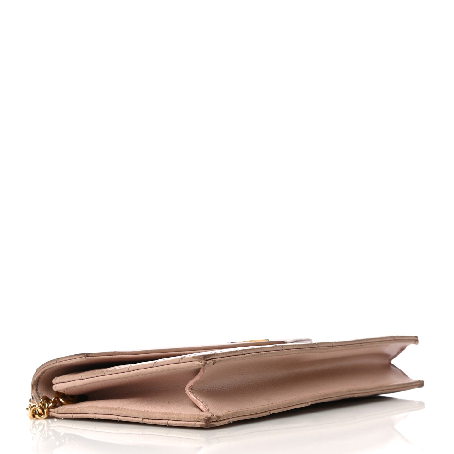 Grain De Poudre Matelasse Chevron Monogram Envelope Chain Wallet Nude Powder